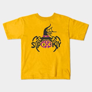 Spooky Spider Witch Hat Halloween Kids T-Shirt